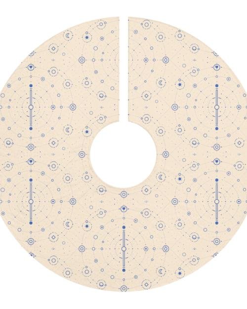 Onegodian Galaxy: Thirteen Worlds Orbit Chain™ – Christmas tree skirt – Tan & Navy