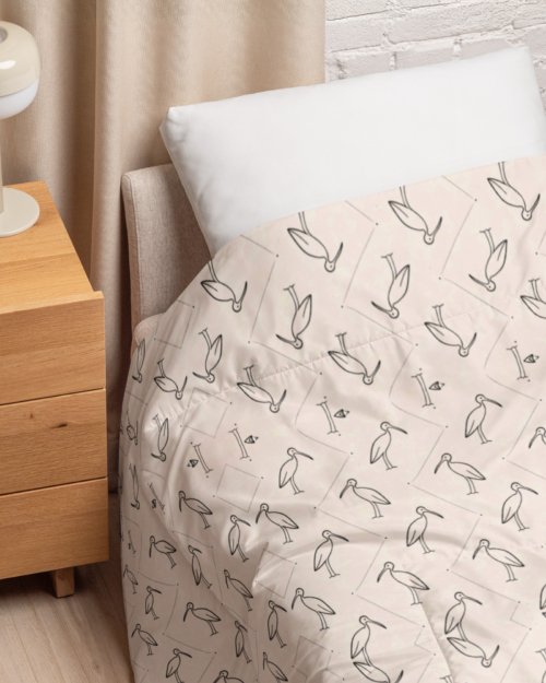 Ibis Line Art Grid – Comforter – Cream & Black