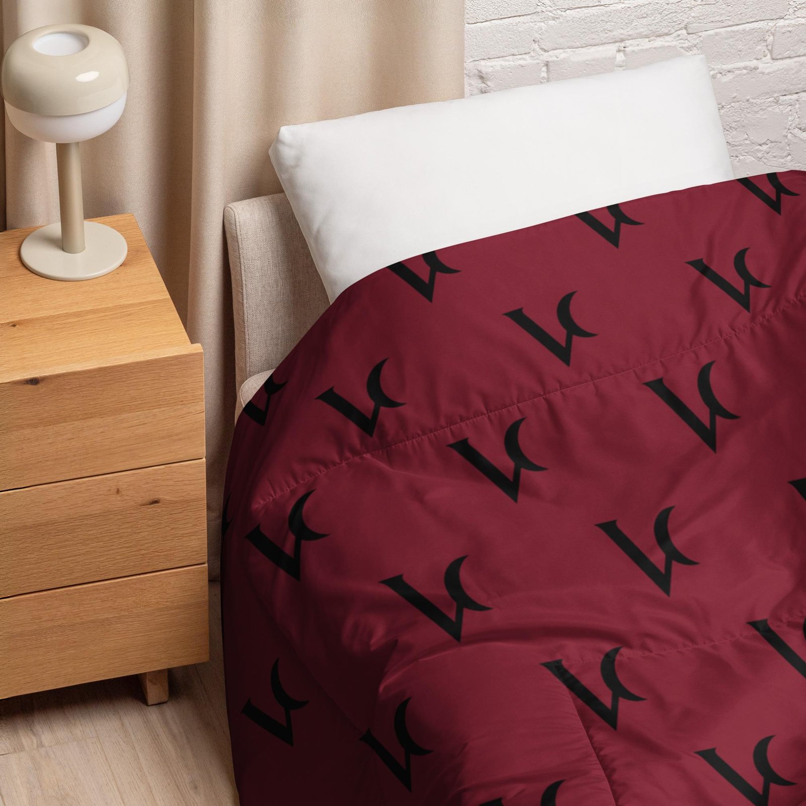 Varéluna: The VARÉ Crest™ – Comforter – Burgundy & Black - Image 4
