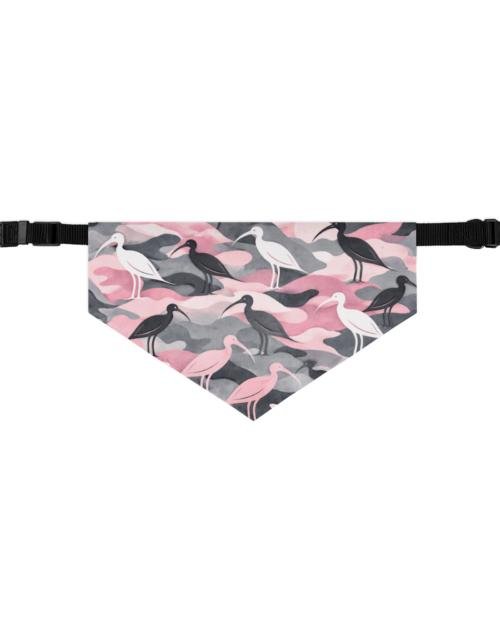Modern Camouflage Ibis – Pet bandana collar – Pink, Gray & White