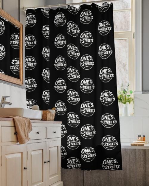 One's From The Streets: Design 02 – Shower curtain – Black & White